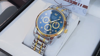 OLEVS Original Quartz Watch for Men Diamond Roman Scale Waterproof Stainless Steel Watch