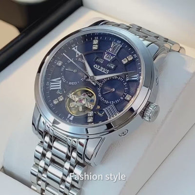 OLEVS Original Quartz Watch for Men Diamond Roman Scale Waterproof Stainless Steel Watch